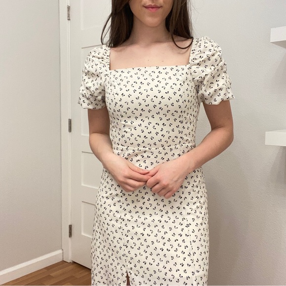 Ditsy Floral Split Thigh Midi Dress - Picture 5 of 6